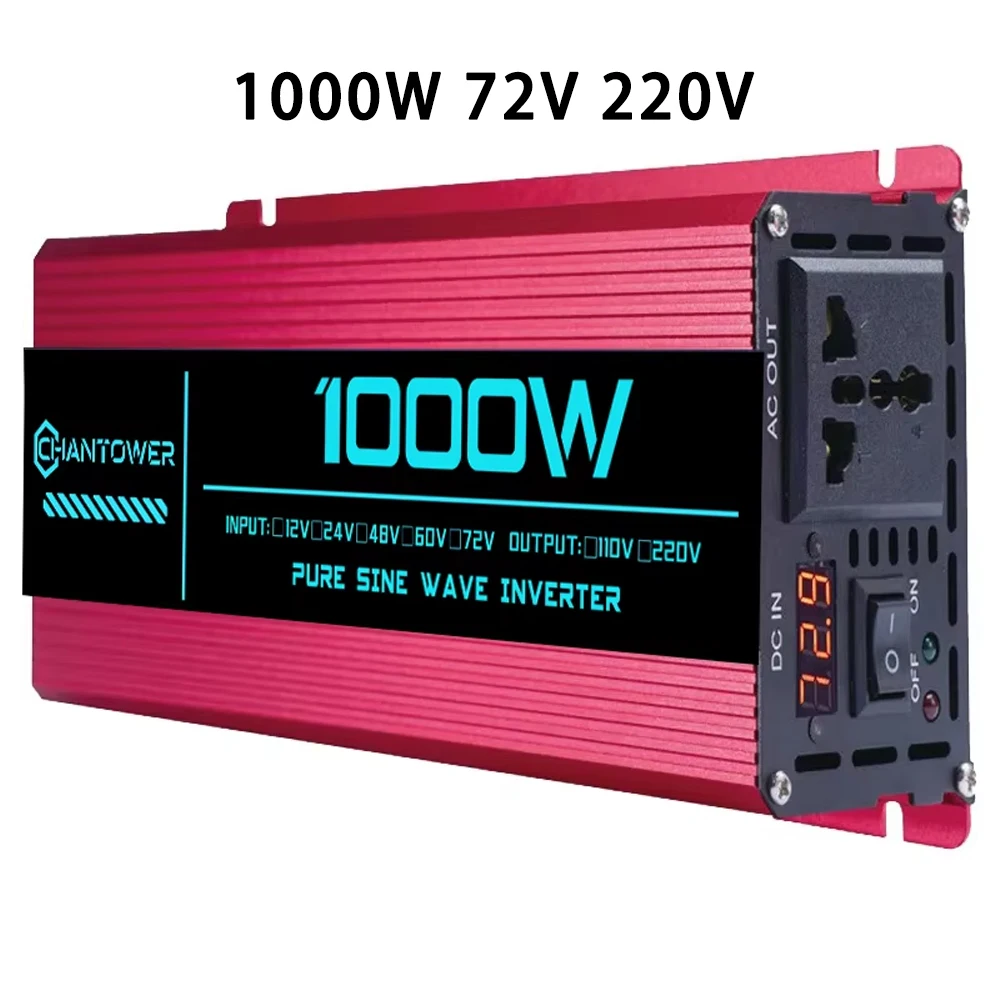 Zuivere Sinusgolfomvormer DC 48V/72V naar AC 220V 1000W 1600W 3000W 4000W 5000W 6000W LCD Display Stroomomvormer Auto Zonne-omvormer