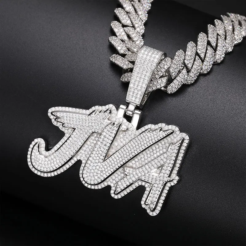 Imagem -04 - Prata Moissanite Carta Pingente para Homens Iced Out Colar de Nome Personalizado Alta Qualidade Estilos Unisex Jóias Hip Hop Presentes 925