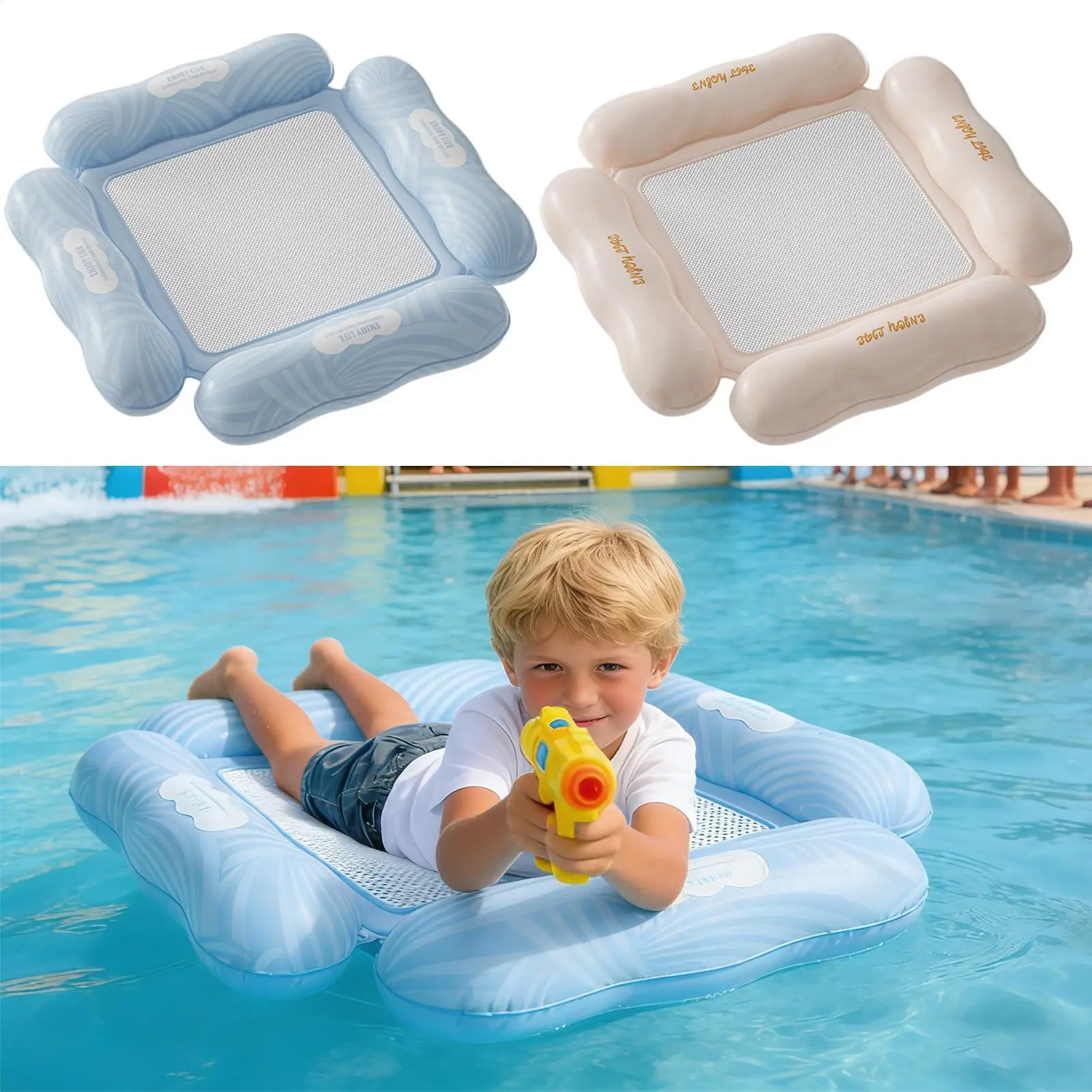 Heavy Duty Pool Float Chair Leakproof PVC Inflatable Saddle Lounger for Pool Lake Beach, Backyard Hotel Floating Lounge Chair