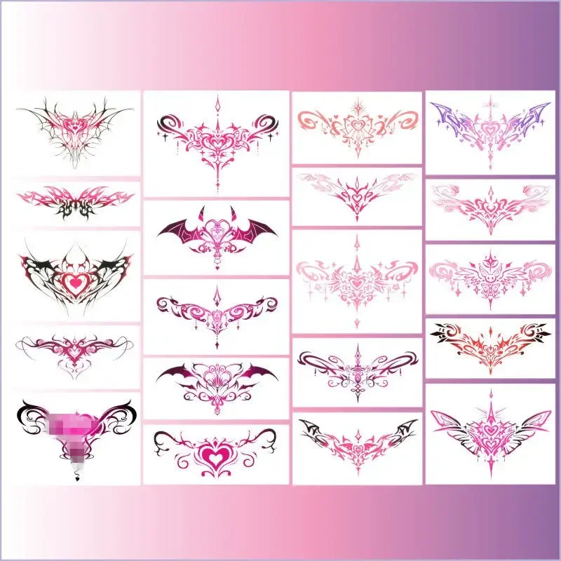 10Pcs Pink Succubus Totem Tattoo Sticker Set for Women Waterproof Fake Tattoo Sexy Art Temporary Tattoos Abdomen Tatoo Sticker