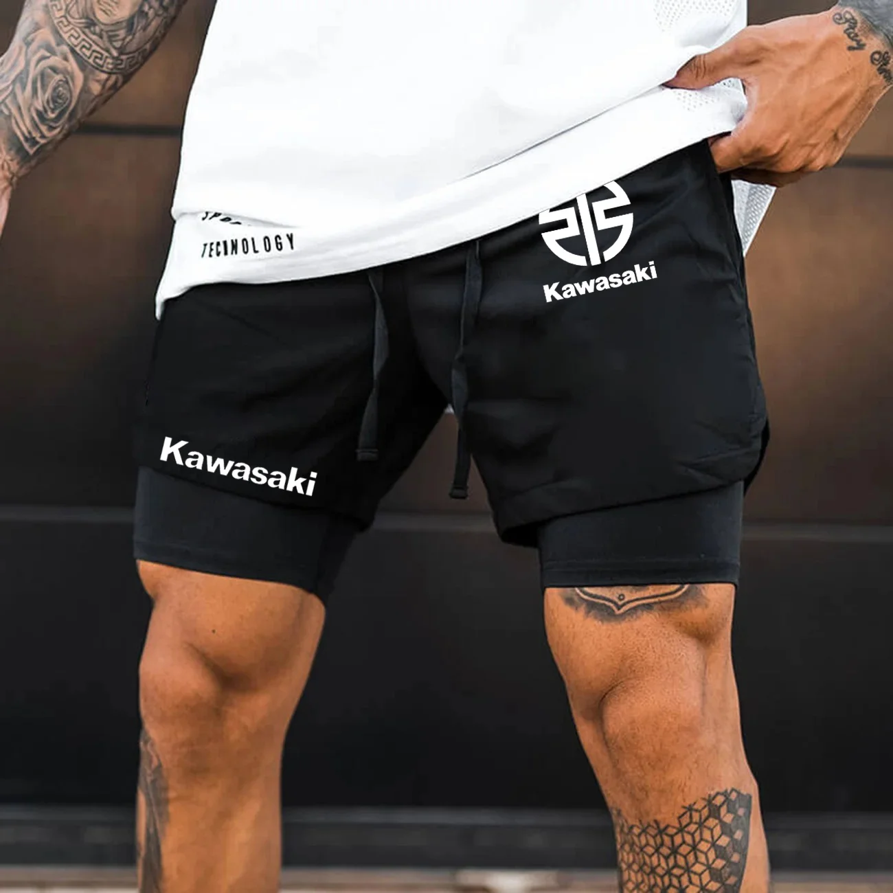 

Kawasaki новые бестселлеры мужские быстросохнущие искусственные шорты из двух частей 2025 высококачественные спортивные велосипедные шорты удобные повседневные шорты