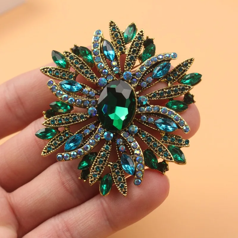 fashion women various colors gemstone brooch, European and American personalized coat pins jewelry
