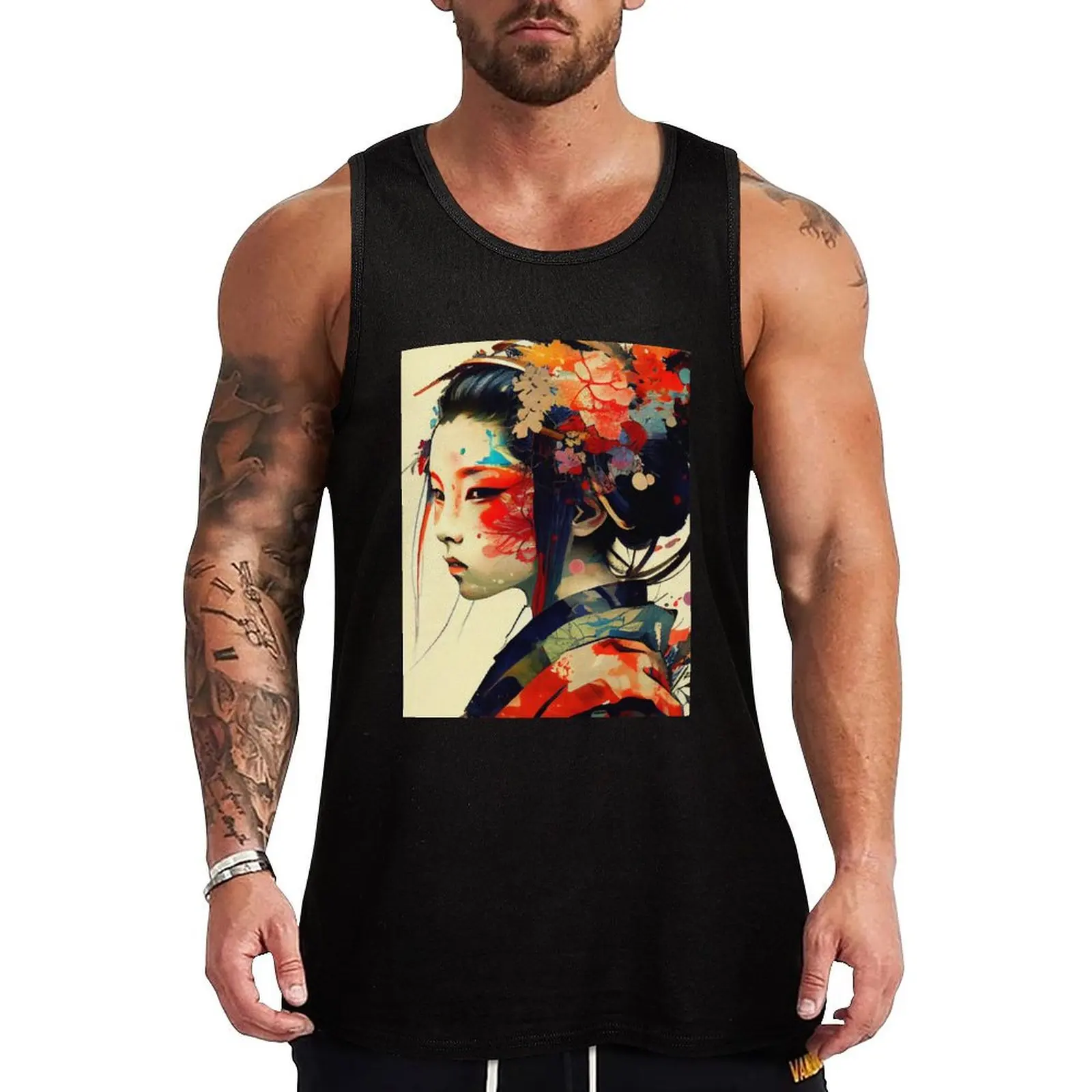 Samurai, Geisha, Yakuza, traditional Japanese paintings Tank Top Men's gym gym shirt man summer clothes for men