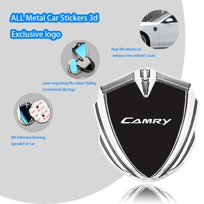 

For Toyota Camry 2025 2015 body kit front grill interior Key Case Accessories Car Body Metal Shield 3D Emblem Sticker Badge