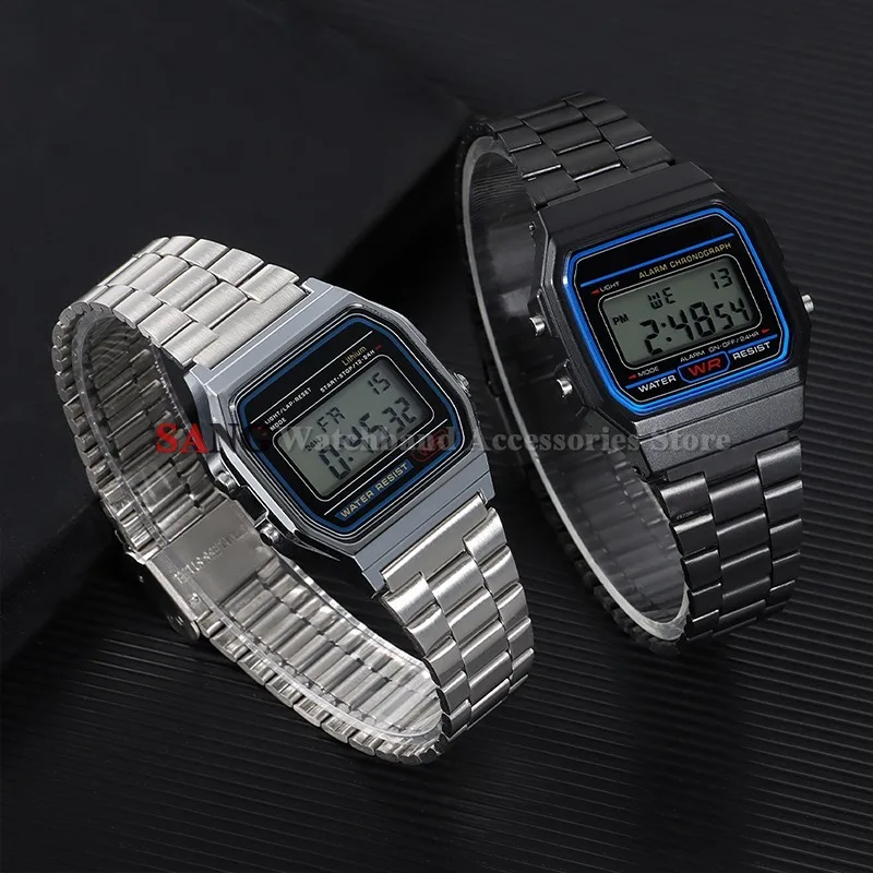 Correa de reloj de acero inoxidable para Casio F-91W, para SGW400 F84 F105/108/A158W/168 AE1200/1300, correa de Metal para hombre y mujer, correa de 18mm
