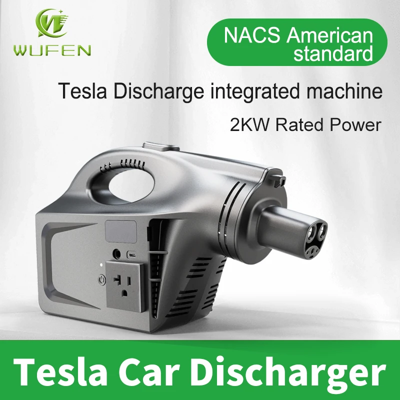 WUFEN Electric Car Discharger for Tesla Model S 3 X Y 120V 2KW 230V 4KW NACS EV Discharger Outdoor Power Outlet EU AU US UK