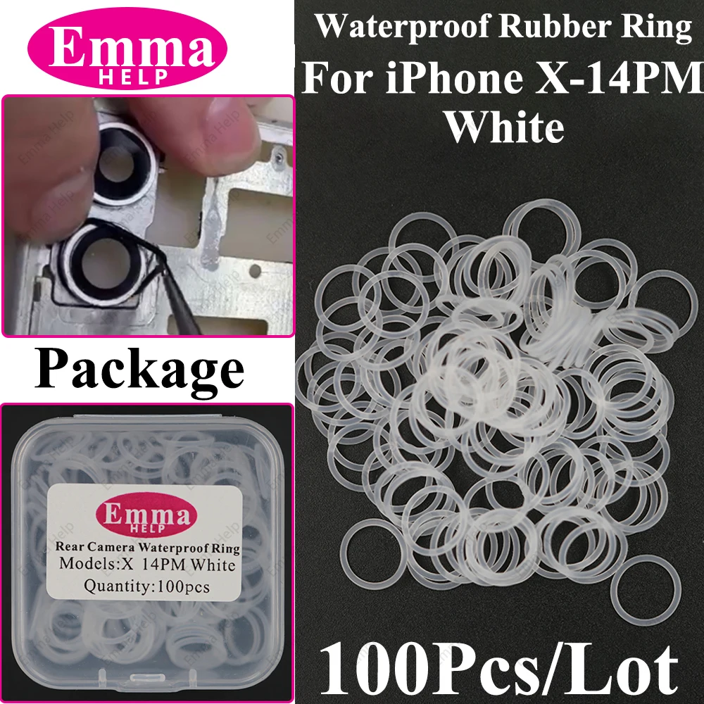 100pcs Waterproof Back Camera Lens Circle Rubber Ring for iPhone 11 12 13 14 Pro Max X XS White Seal Big Hold Parts