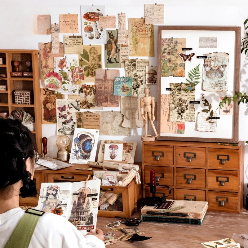 83pcs/1 lot Retro Material Package Specimen Quick Storage Series Retro Hand Account DIY Materials Decoration Base