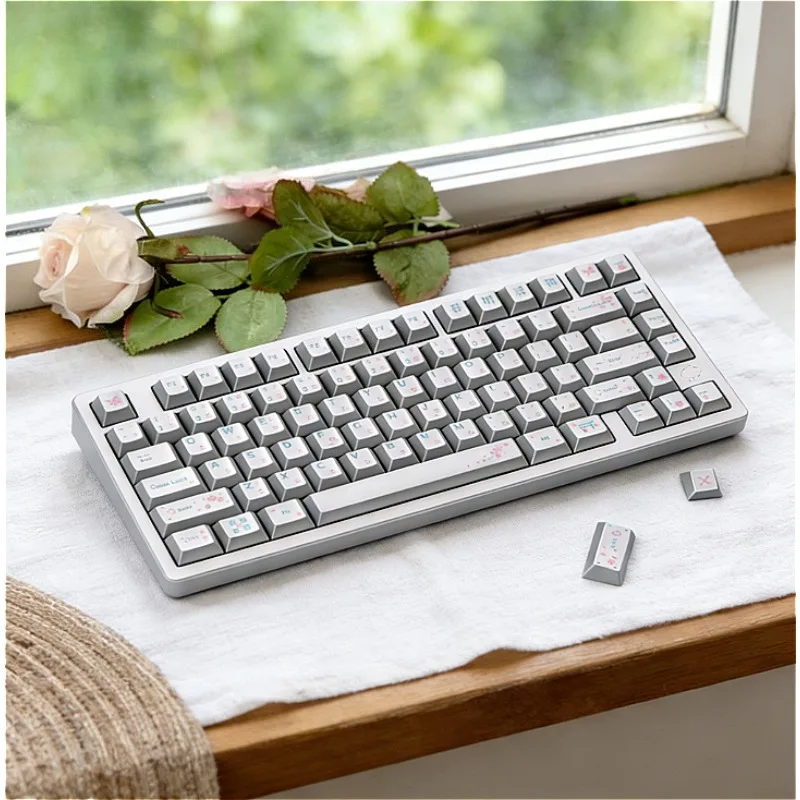 Capuchons de touches en alliage pour clavier mécanique sur le thème Soul Rose, avec Texture métallique, par Sublimation thermique à cinq côtés, personnalisés, cerise