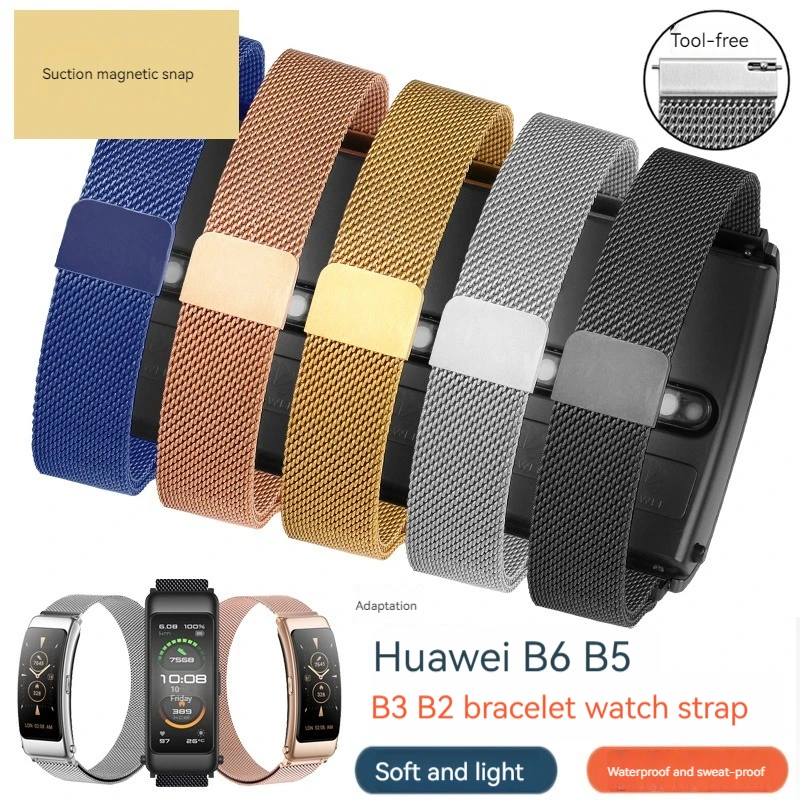 

16mm 18mm 22mm for HUAWEI B6 B3 Milanese Stainless Steel Bracelet Smart Watch Strap for Huawei B7 B5 Watch GT4 3 GT2 46mm