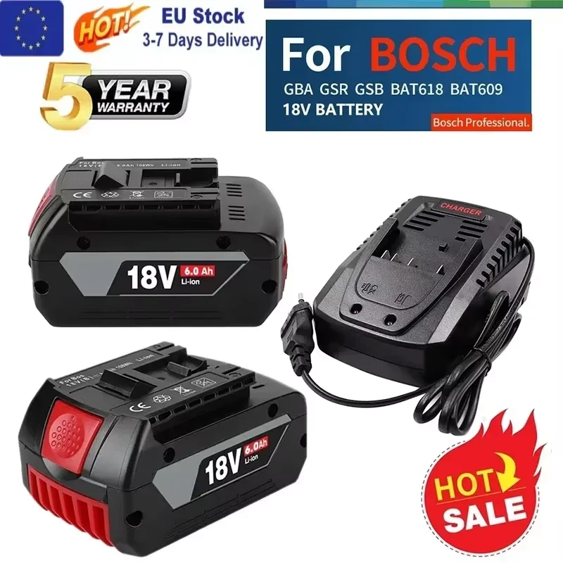 Batterie 100% originale pour Bosch 18V, batteries de secours 18V 6000mAh, système professionnel sans fil, outil BAT609 BAT618 GBA18V80