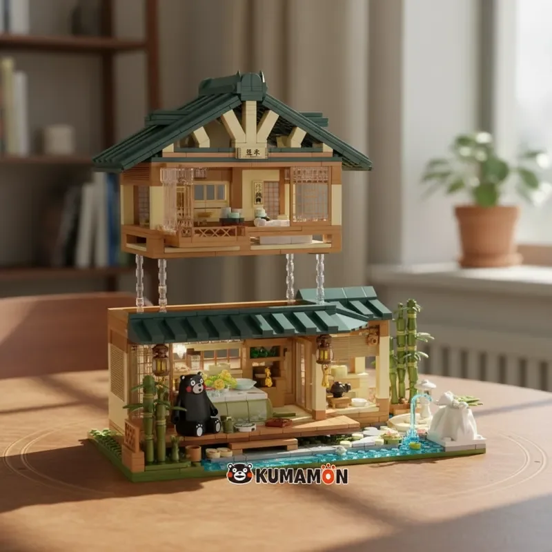

NEW Creative Kumamon Building Blocks Japanese Style House Decoration Puzzle MOC Assembling Model Toys Birthdays Gifts 1099pcs
