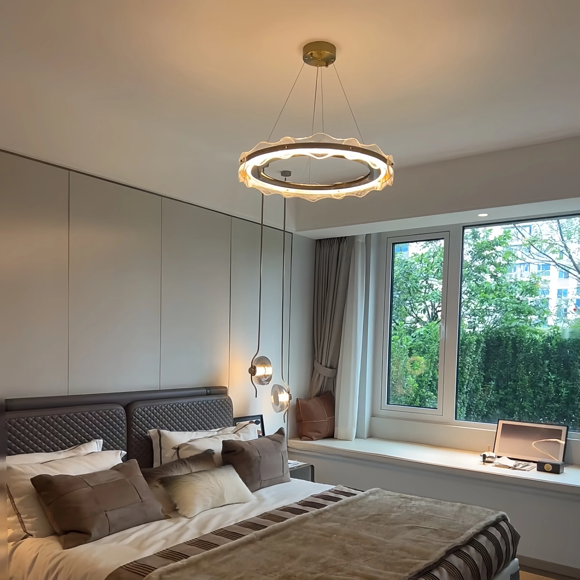 

Modern Luxury Crystal Pendant Light Indoor Decorative Wave Hanging Lamp Living Room Dining Table Chandelier Kitchen Island Lamp