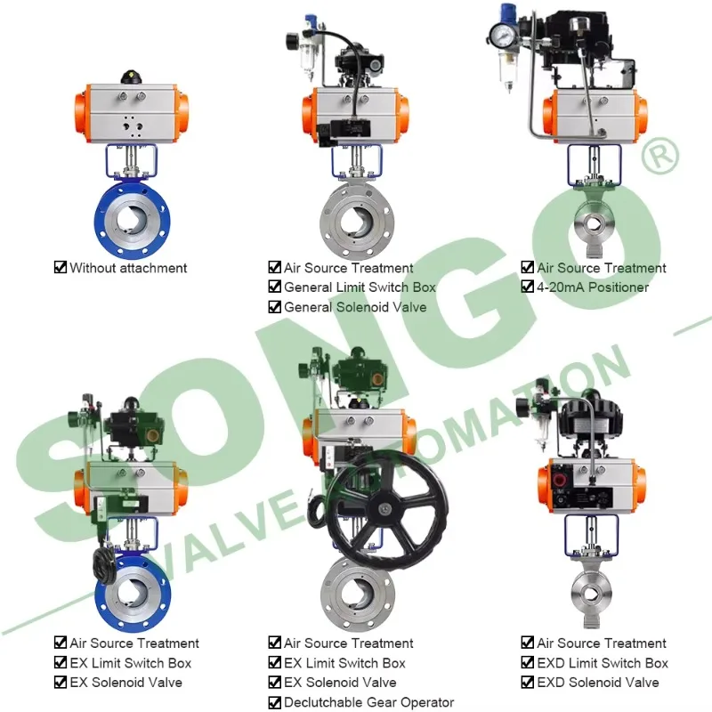 DN65 304 2 طريقة بمحركات الفولاذ المقاوم للصدأ رقاقة الصلب الزهر V نوع الجزء الكرة صمام مع المحرك الهوائي الكهربائي