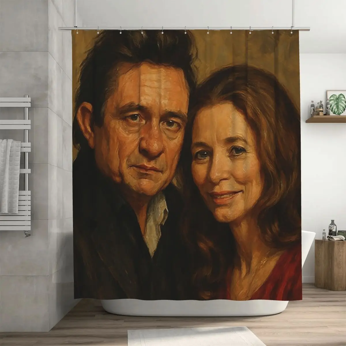 Johnny Cash And June Carter Cash - Legends In Country Shower Curtain Bathroom Polyester Waterproof Bath Curtains with Hooks