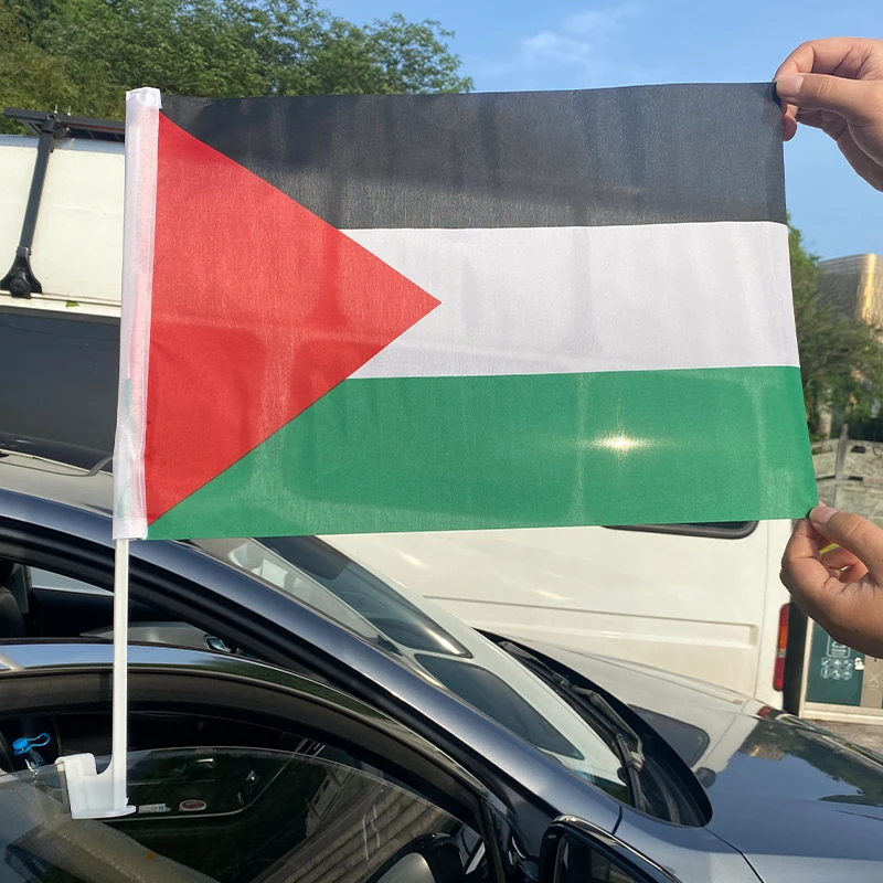 

EOODLOVE FLAG 30 * 45cm Palestinian car flag polyester fiber car flag decoration flag (with flagpole)