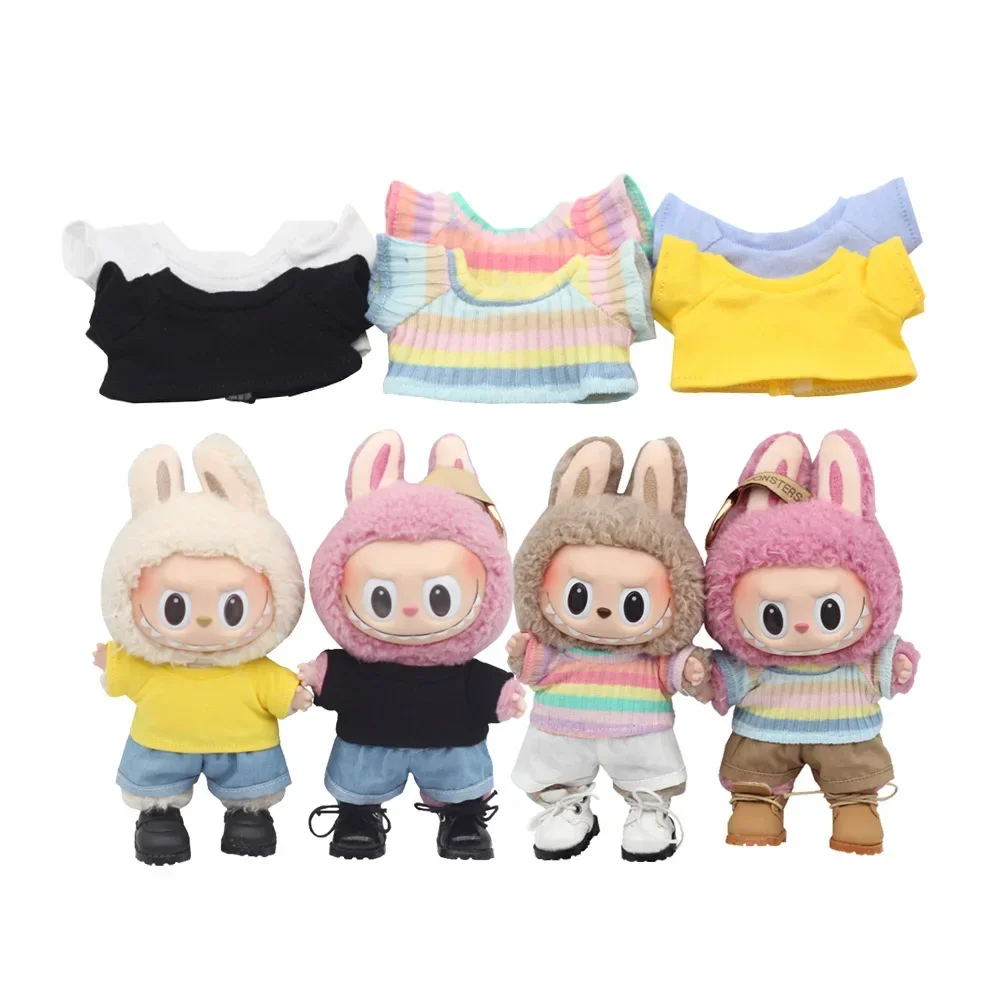 Pop Kleding Outfit Accessoires Voor Korea Kpop Exo 15-17 cm Labubu Idol Poppen 10 cm cotoon pop T-shirt denim shorts set Kleding