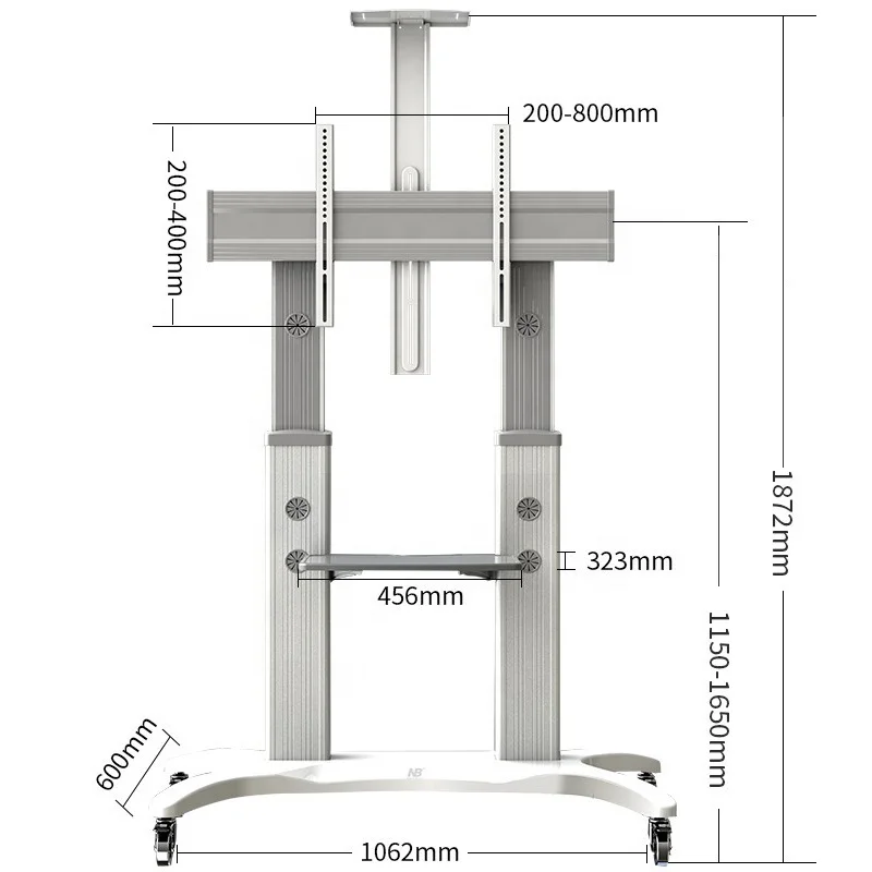 

BOE free floor standing mounting moving bracket telescoping whiteboard bracket with caster wheels Rolling