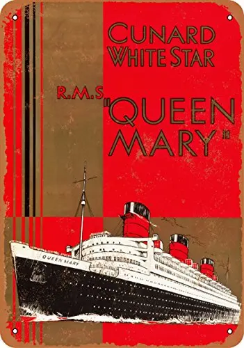 1pcs,Metal Sign - 1936 Cunard White Star R.M.S. Queen Mary - Vintage Look Wall Decor for Cafe Bar Pub Home Beer Decoration Craft