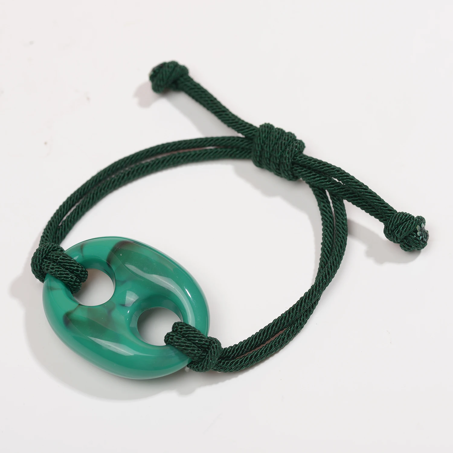 New Colorful Swirled Acrylic Oval Bead Bracelet Handmade Braided Colorful Cord DIY Spring Fashion Jewelry For Women