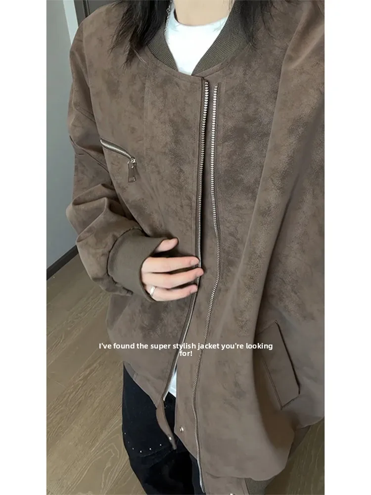 

Men's ort Leather Jaet Baseball Sle Pilot Coat Tie Dye Outerwear Autumn Faion Brand American Retro Motorcycle Jaet