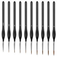 10 Pcs Miniature Detail Paint Brush Set with Natural Wood Handle, Miniature Paint Brushes,Mini Small Painting Brushes for Art