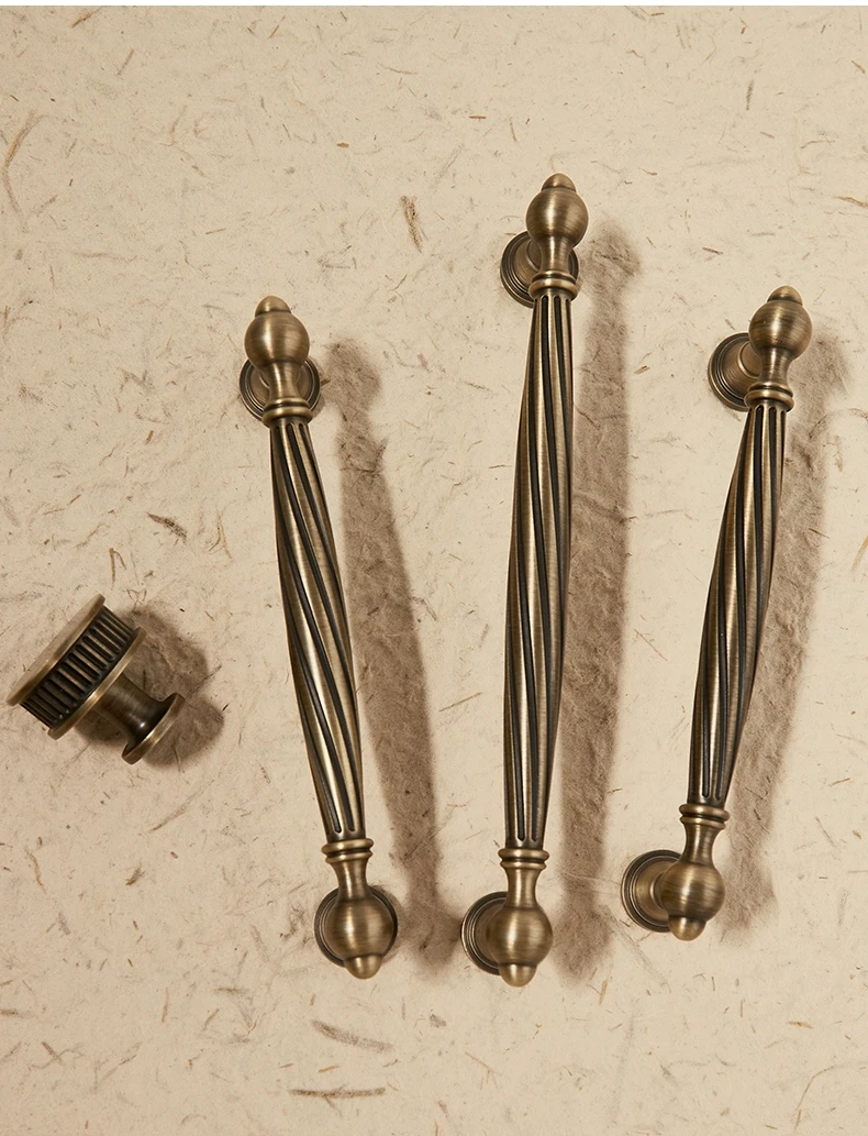 

ANXIANG Antique brass carved handle drawer wardrobe door French bronze kitchen cabinet shoe cabinet handle