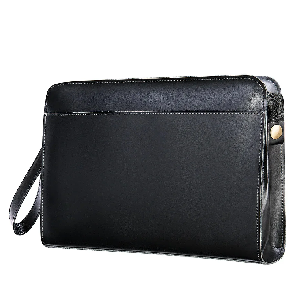 Hot Selling Leather Clutch Bag With Wristlet Men Woman Luxury Designer Genuine Cowskin Male Famale Hand Envelope Size A5