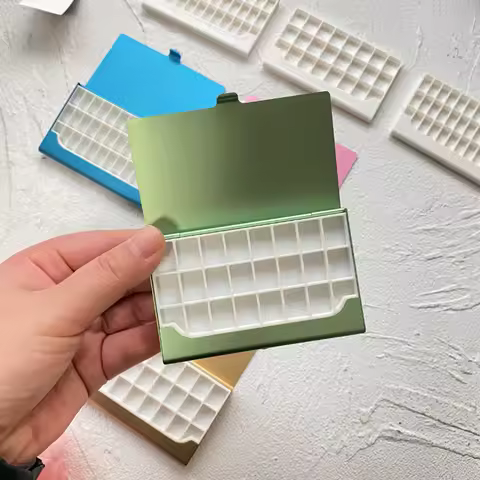 12/24/36 Grid Paint Tray Portable Palette Ultra-thin Business Card Holder Watercolor Box Artist Travel Painting Supplies