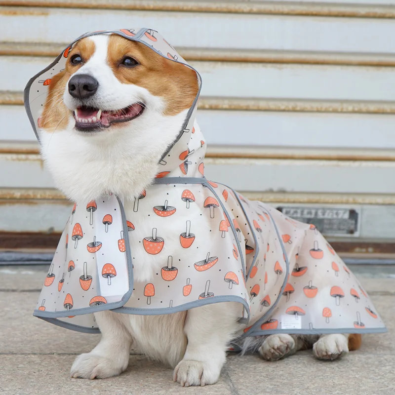 Reflective Strap Dog Raincoat Hooded Slicker Poncho for Small Medium Large Dogs PU Waterproof Raincoat Pink Outdoor