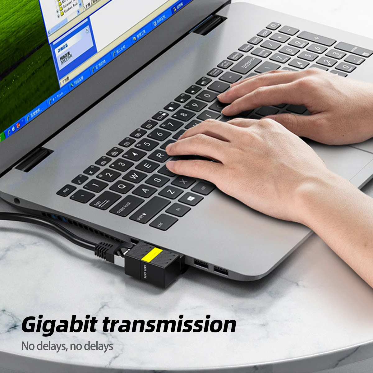 360 Rotatable Network Plug RJ45 Gigabit Adapter 90 Degrees Right Angle Elbow Universal Connector Male to Female Converter rj45