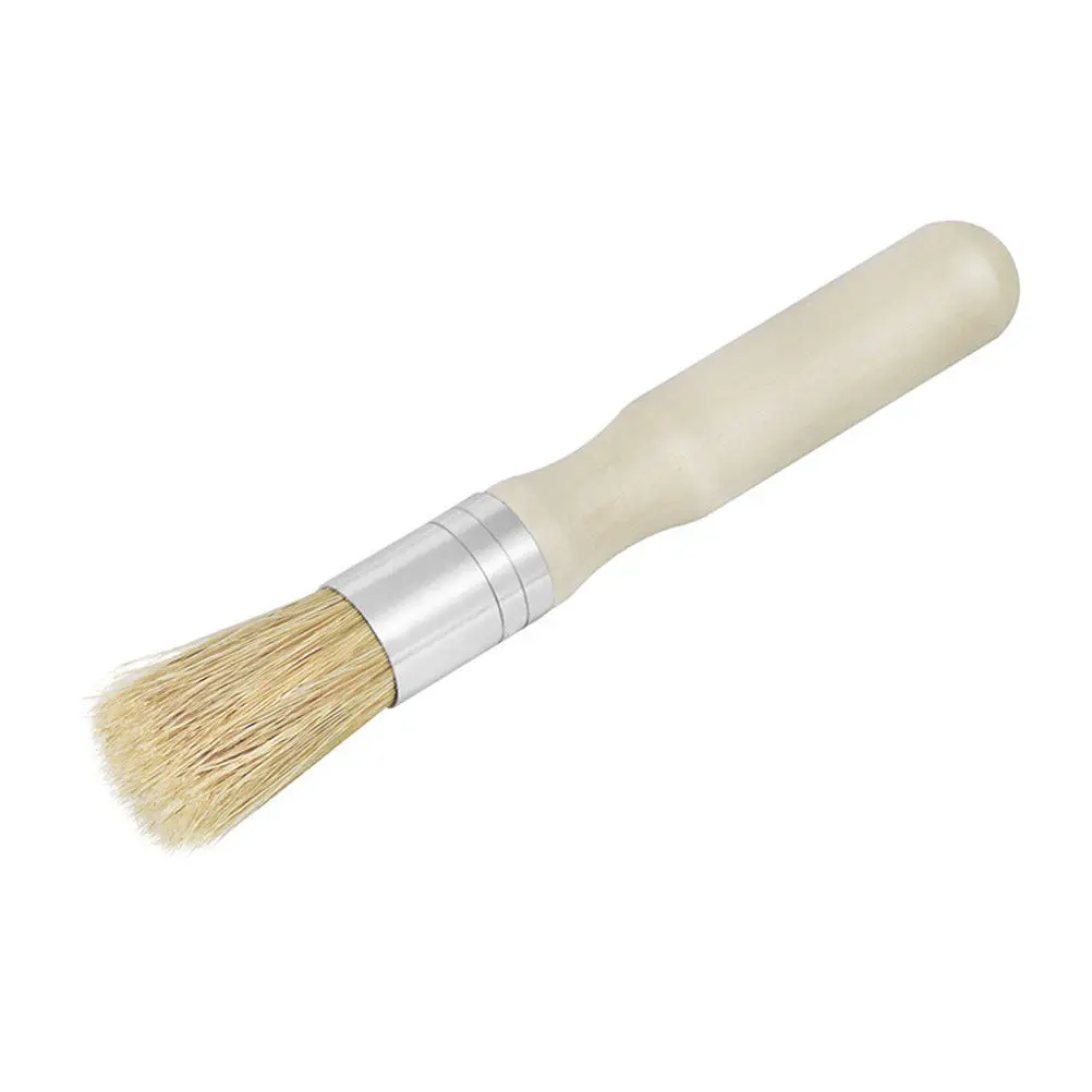 Small Bristle Brush Wooden Handle Pig Mane Round Head Oil Acrylic Painting Tool Stencil Brush Bbq Food Safe Painting Tool