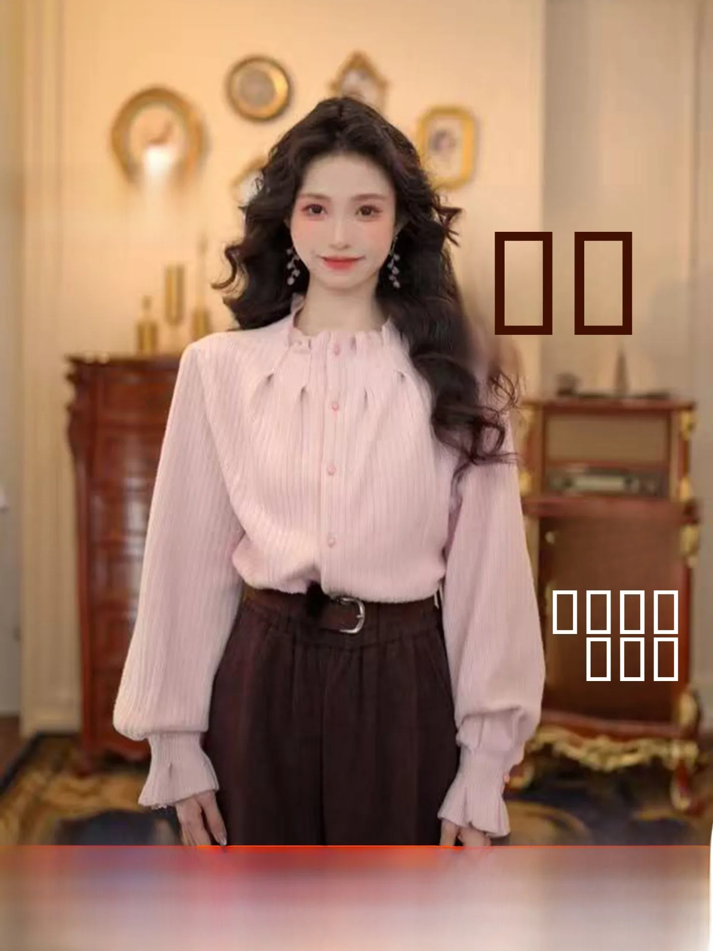 

Chen Jiajie Fuzzy Warm Long Sve Women's irt Winter Thi Knitted Unique Beautiful Top Vintage Sle Loose Fit Cotton Pol...