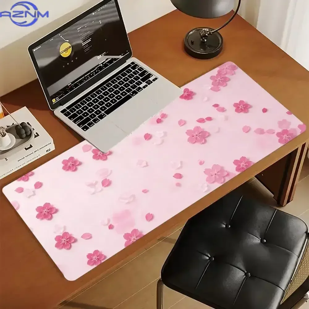 Aesthetic Japanese Sakura Floral Mouse Pad for PC Laptop Non-Slip Washable Large Desk Mat for Office Home Decor Keyboard Mat Gam