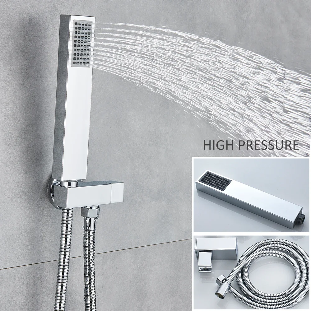 Vidric Chrome LCD Digital Shower Faucet Set Waterfall Rain Shower Head With Handheld Shower 3-Way Digital Display Mixer Tap Bath