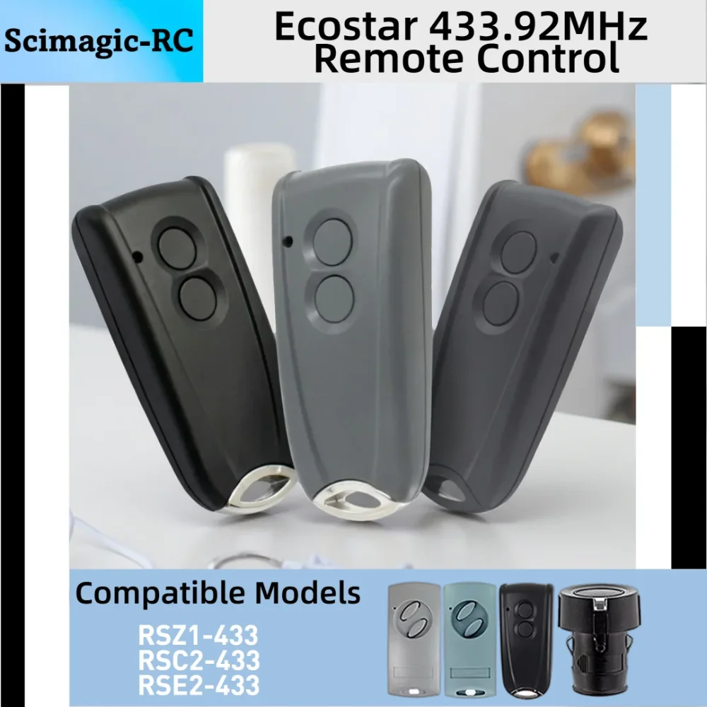 2 Buttons ECOSTAR RSC2 RSE2 433 Garage Door Remote Control For Liftronic 500 700 800 433.92MHz Rolling Code Transmitter Opener