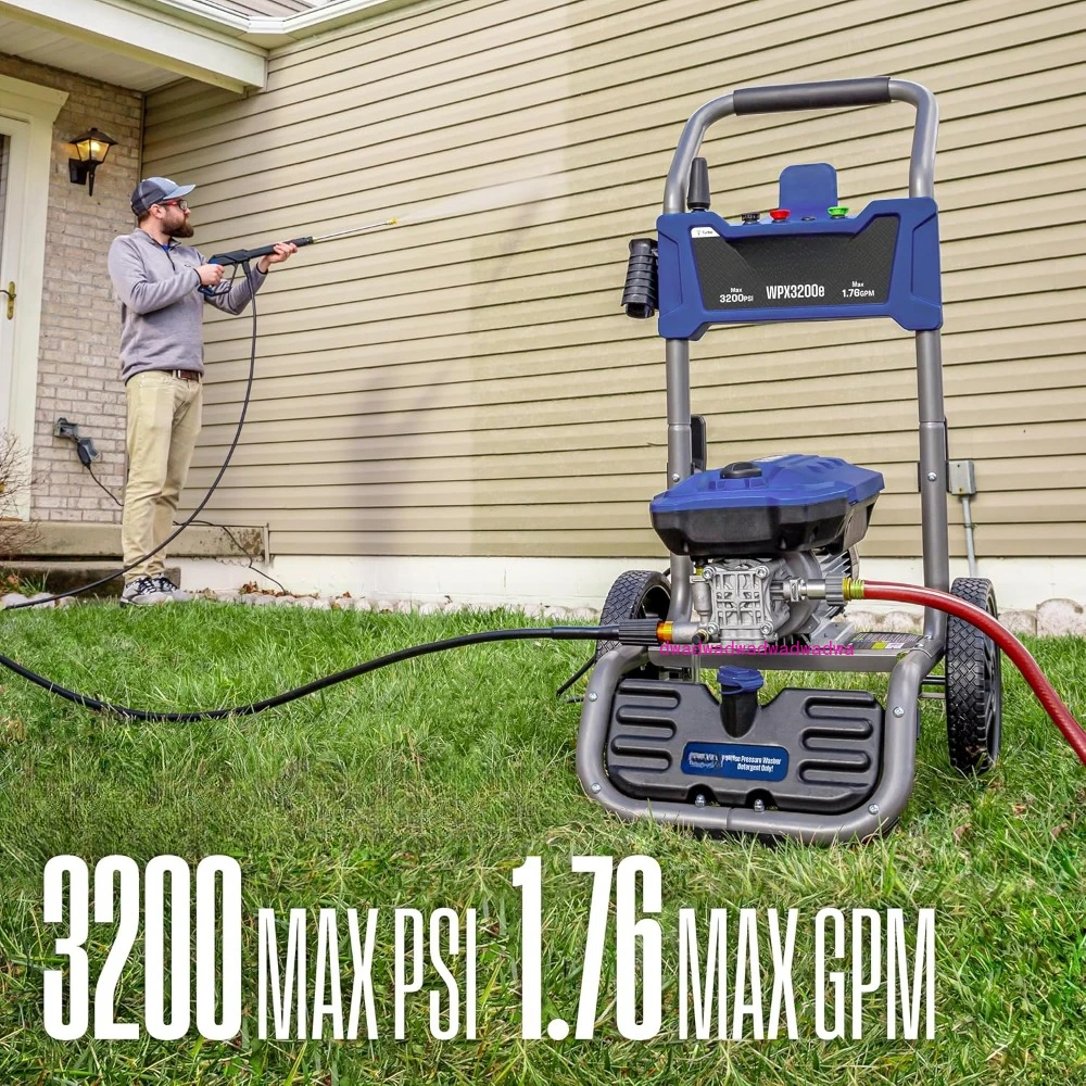 WPX3200e Electric Pressure Washer, 3200 PSI and 1.76 Max GPM, Induction Motor, Onboard Soap Tank, Spray Gun and Wand