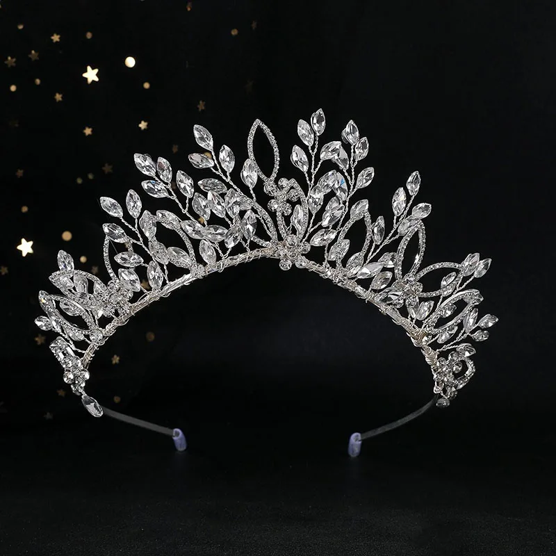 SLBRIDAL Handgefertigte Strass-Kristall-Perlen Braut-Tiara Stirnband Hochzeit Brautjungfern-Krone Frauen Mädchen Haarschmuck Accessoires – Detail 7