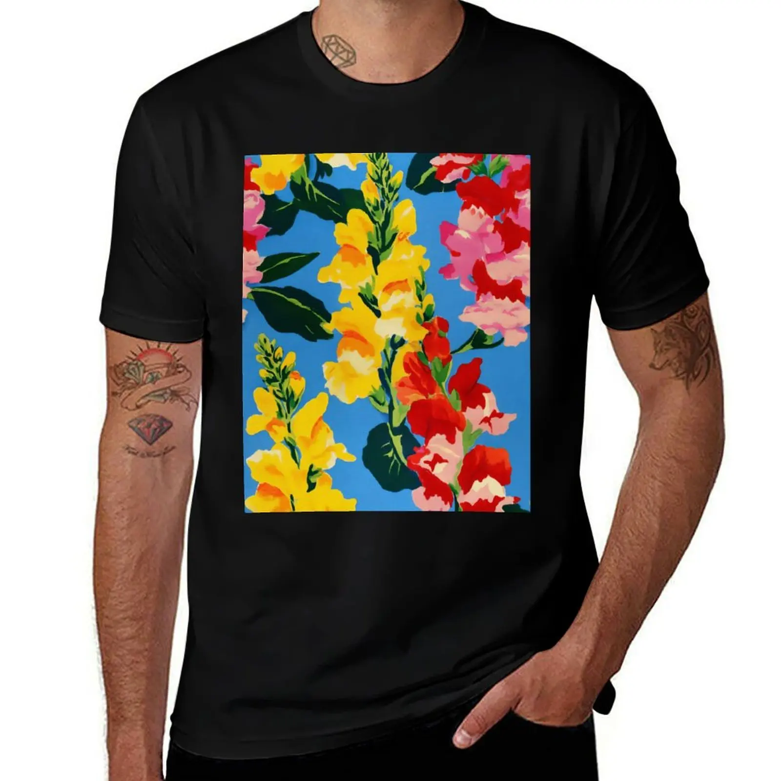 

Colorful Floral Snapdragon Garden T-Shirt graphic shirts T-shirts man custom shirt anime stuff t shirts for men cotton