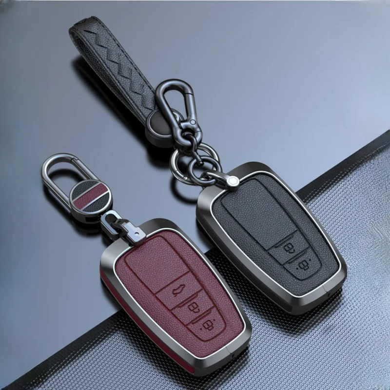 

Zinc Alloy Cowhide Car Remote Key Case Fob For Toyota Prius Camry Corolla CHR C-HR RAV4 Land Cruiser Prado Keychain Accessories