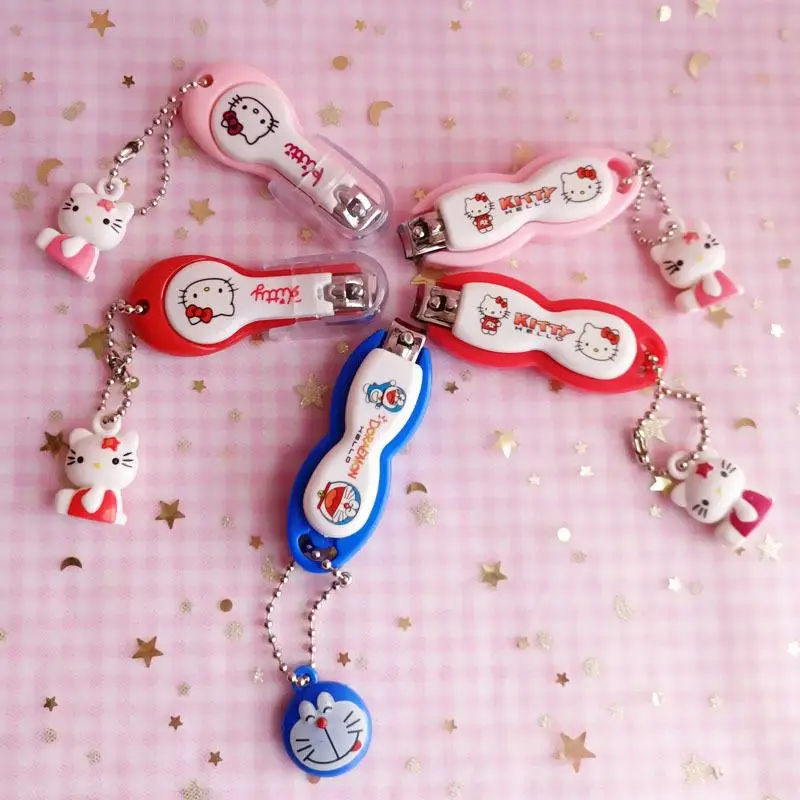 أنيمي سانريو مرحبا كيتي مقص أظافر الكرتون KT القط Kawaii حلقة رئيسية موضة المفاتيح مسمار المتقلب أداة المحمولة كيرينغ الهدايا