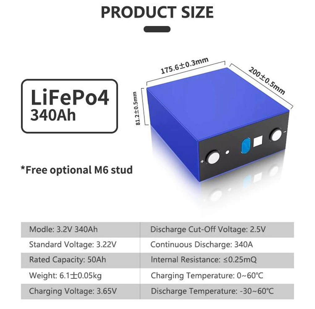 

Germany USA Stock 4pcs Grade A 8000+ Cycles 3.2V 320Ah 340Ah Lithium Ion Batteries EVE Lifepo4 Battery Cell Storage Batteries