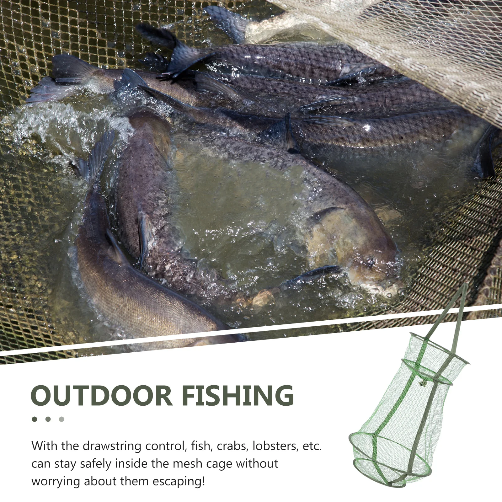 

1pc Net Mesh Foldable Catching Lightweight Wear-Resistant Reusable Fish Guard Collapsible Netting Quick-Drying Strong for Wild