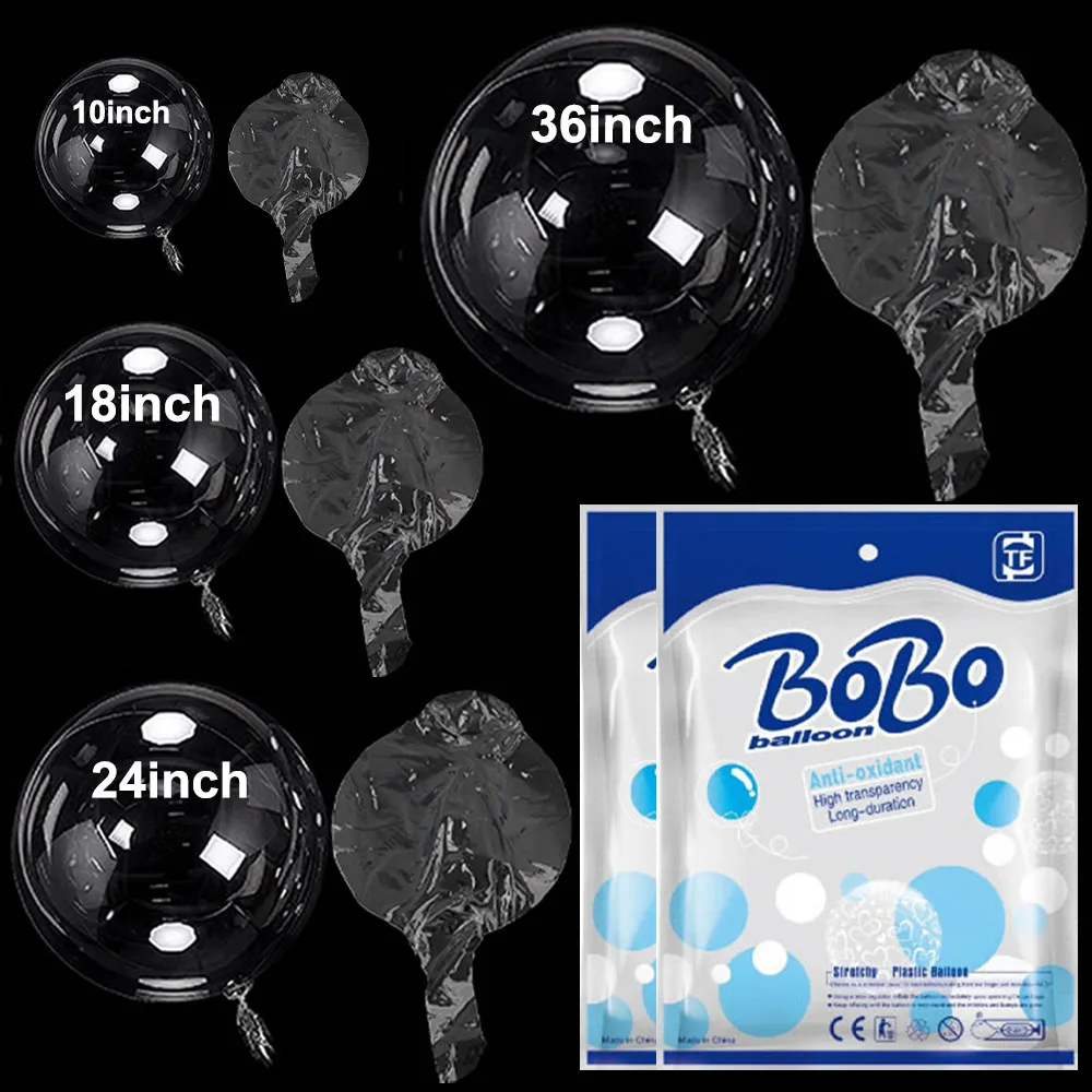 5-50 Stück Vorgedehnte Bobo-Ballons 10/18/24/36 Zoll Transparente Bubble-Bobo-Ballons für Babyparty Hochzeit Geburtstag Partydekoration – Detail 1