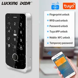 Bluetooth APP Tuya Access Control System IP65 Waterproof NFC RFID 13.56Mhz Fingerprint Keypad Backlight Touch Screen