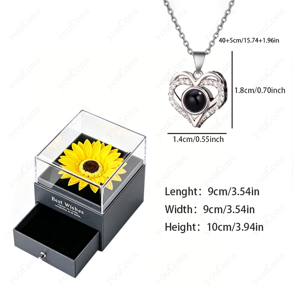 Custom Color Photo Projection Necklace Multiple Styles Pendant Collocation Sunflower Gift Box Valentine's Day Birthday Gift New - view 4