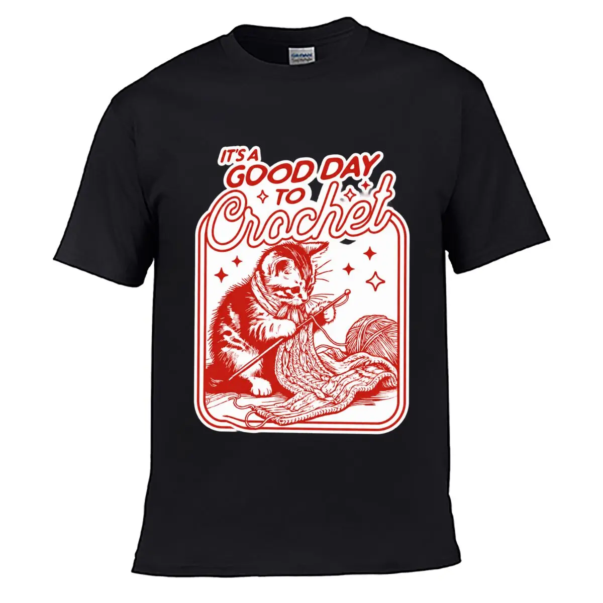Its A Good Day To Crochet Cat Yarn Lover Loose T-shirt Casual Tee