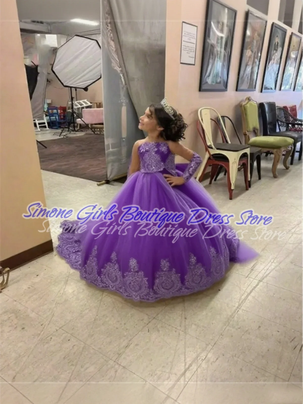 Embroidery Fluffy Puff sleeves yellow  princess dress Flower Girl Dress for Birthday party Formal Receptions Dance Performances