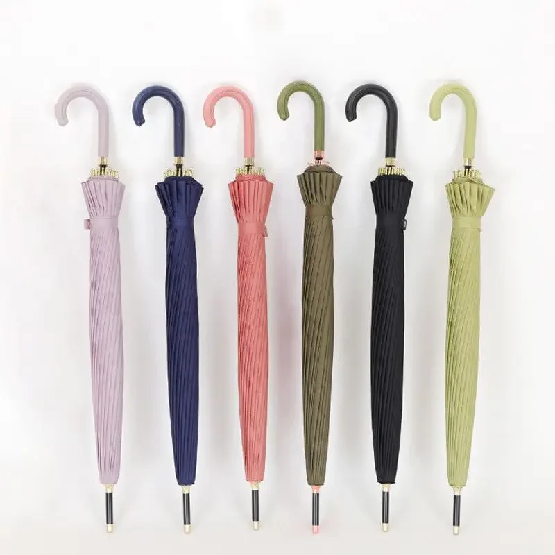 Umbrella Reinforced Thickened Umbrella Student Sturdy and Durable Bold Curved Handle Umbrella Automatic Long Handle