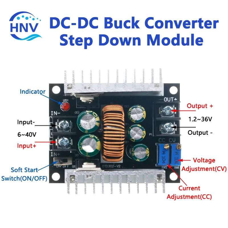 300W 20A DC-DC Buck Converter Step Down Module Constant Current LED Driver Power Step Down Voltage Module Electrolytic Capacitor